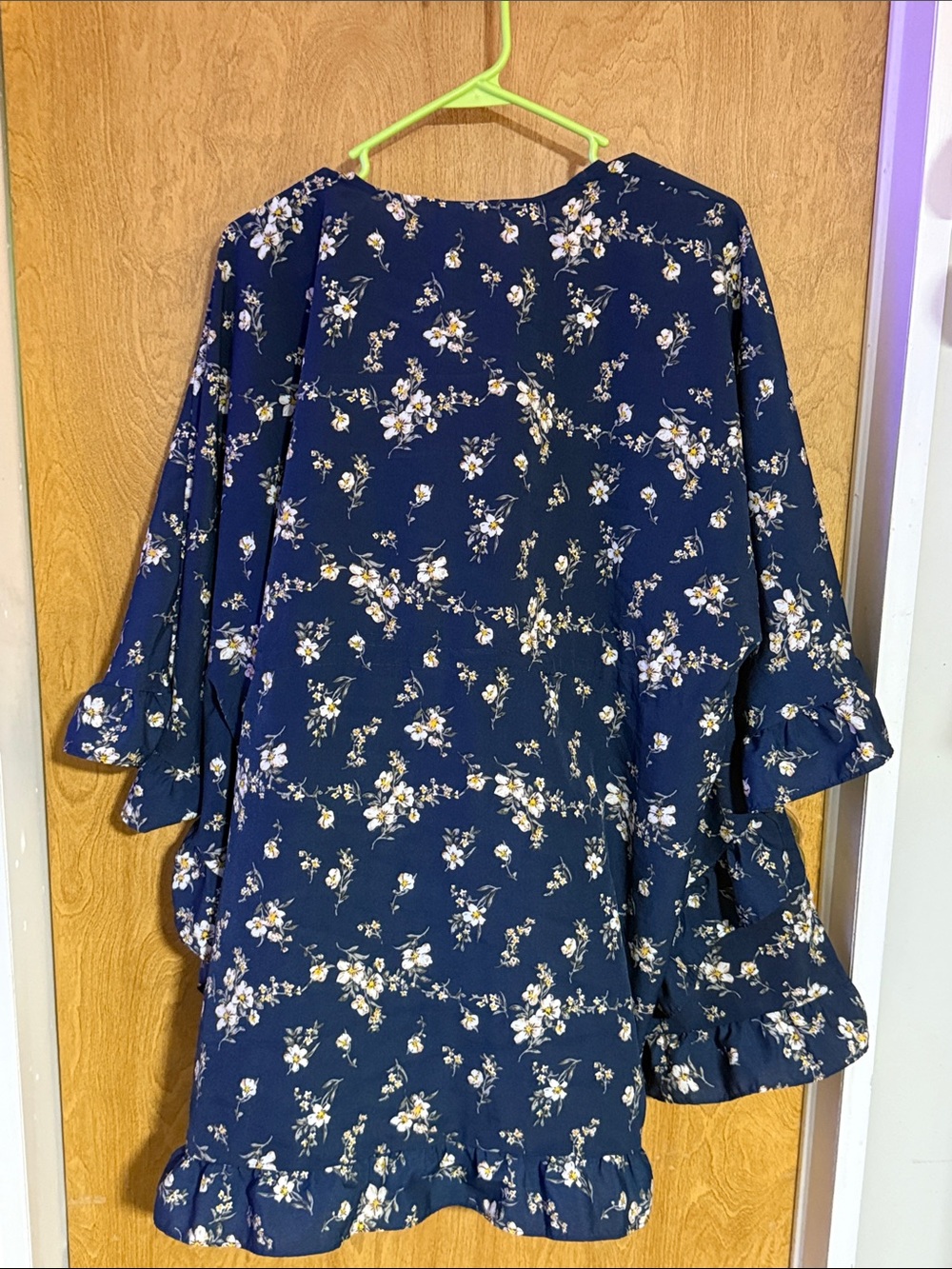 Navy Floral Ruffle Kimono - Picture 5 of 6